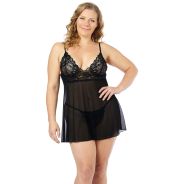 NORTIE Basil Black Babydoll Set Plus Size