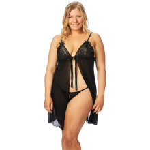 NORTIE Gro Black Kanten Babydoll Set Plus Size