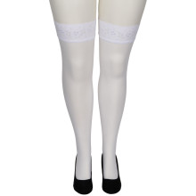 NORTIE Sage White Hold-up Kousen met Kant en Achternaad Plus Size