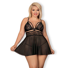 Obsessive Black Babydoll Set Plus Size  1