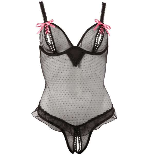 Cottelli Doorzichtige Bodystocking met Openingen op de Borsten