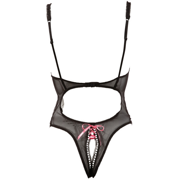 Cottelli Doorzichtige Bodystocking met Openingen op de Borsten