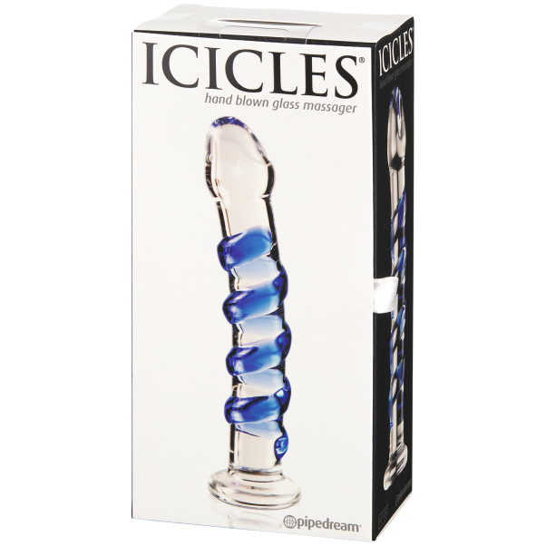 Icicles No 5 Blauwe Glazen Dildo