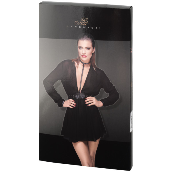 Noir Handmade Chiffon Mini-jurk met Choker