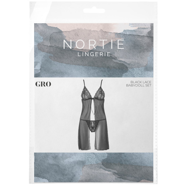 NORTIE Gro Black Kanten Babydoll Set