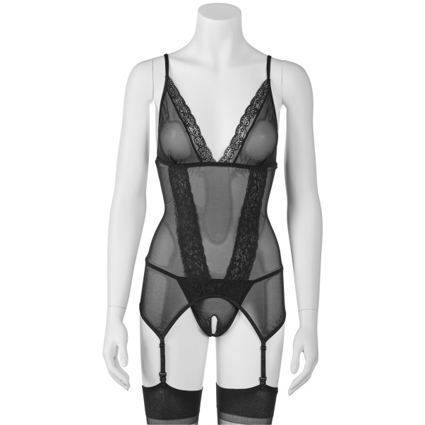 NORTIE Thora Kanten Bodystocking met Jarretels Set