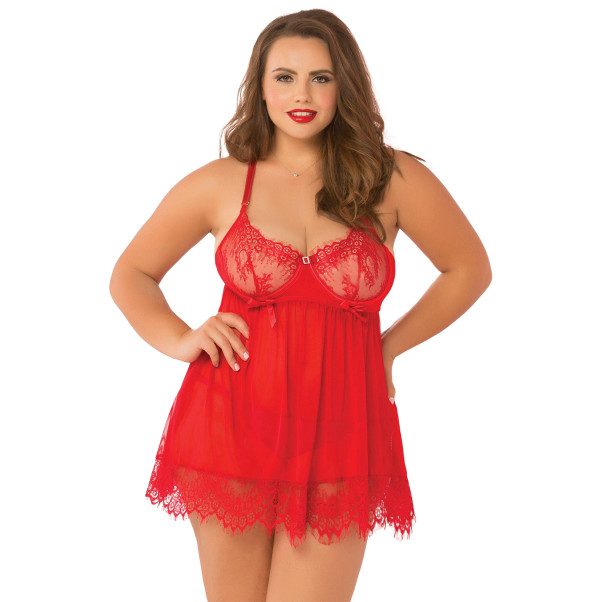 Seven 'til Midnight High Bed of Roses Babydoll Set Plus Size