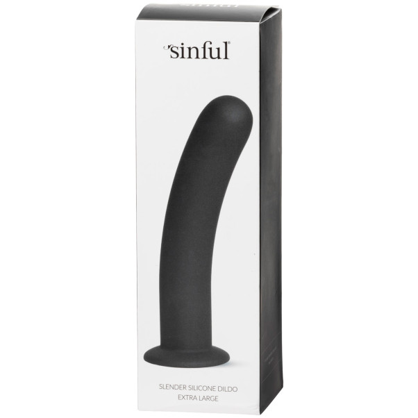 Sinful Slender Black Siliconen Dildo met Zuignap Extra Large