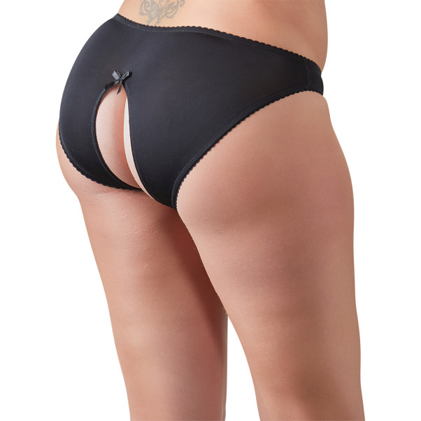 Cottelli Zwarte Kruisloos Slipje met Kant Plus Size