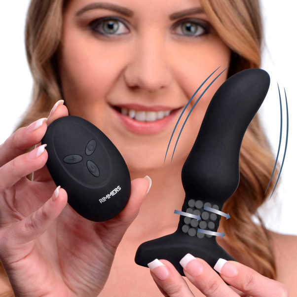 Rimmers Slim Curved Rimming Op Afstand Bedienbare Buttplug