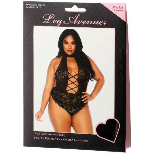 Leg Avenue Kanten Teddy met Open Kruis Plussize