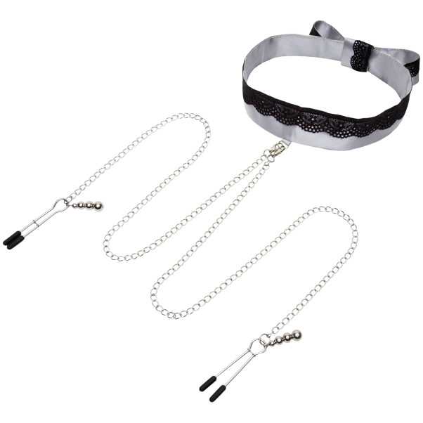 Fifty Shades Of Grey 'Play Nice' Satijnen Halsband en Tepelklemmen