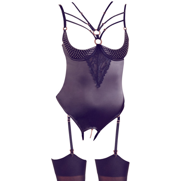 Abierta Fina Body met Halve Cup en Strass Steentjes