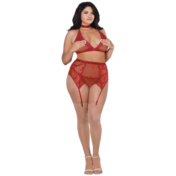Dreamgirl Plus Size 4-delige Kanten Set