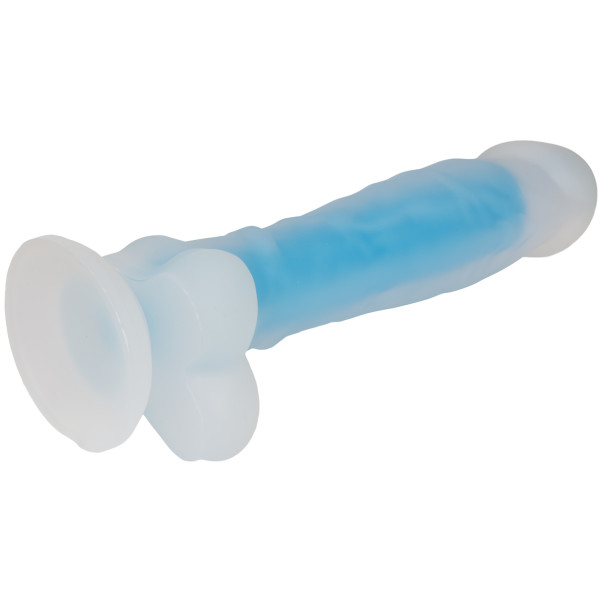 baseks Glow in the Dark Blue Dildo met Zuignap 21,5 cm