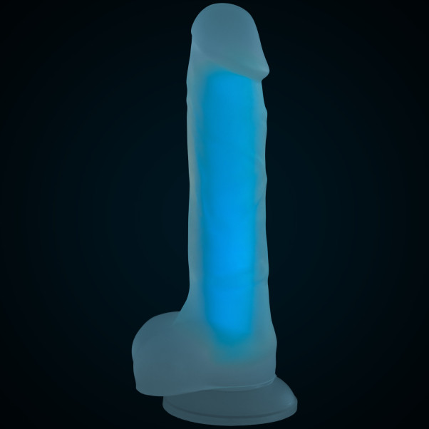 baseks Glow in the Dark Blue Dildo met Zuignap 21,5 cm