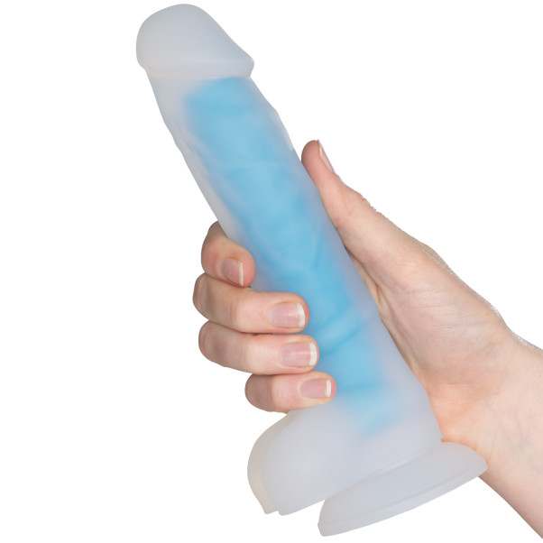 baseks Glow in the Dark Blue Dildo met Zuignap 21,5 cm