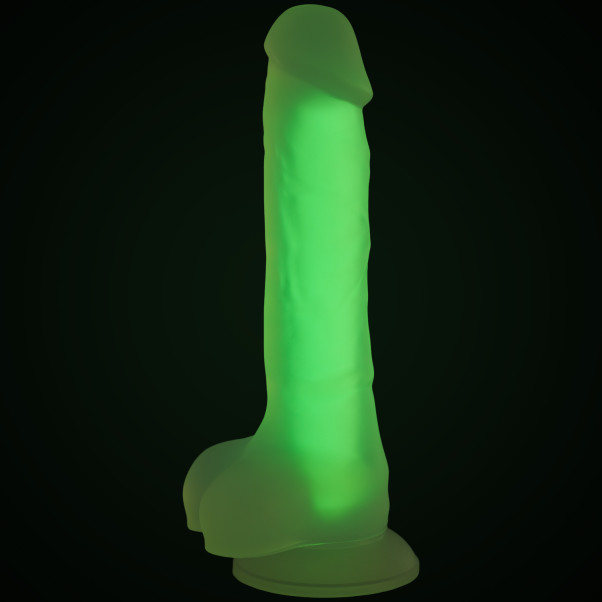 baseks Glow in the Dark Yellow Dildo met Zuignap 21,5 cm