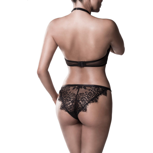 Grey Velvet Hoge Hals Kanten Bh-set