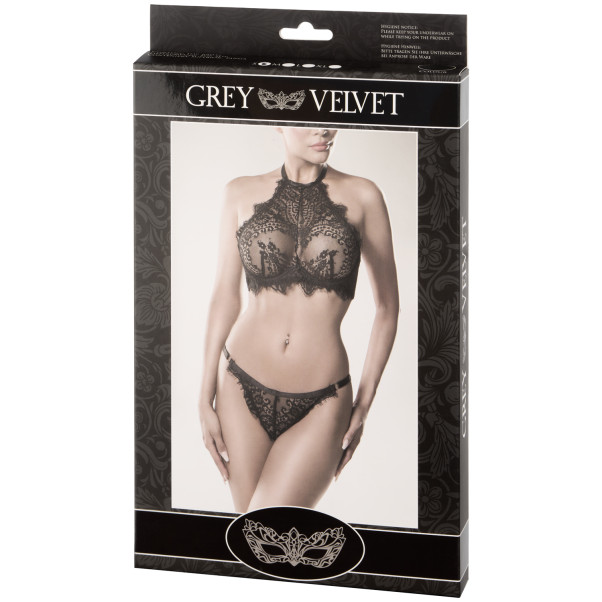 Grey Velvet Hoge Hals Kanten Bh-set
