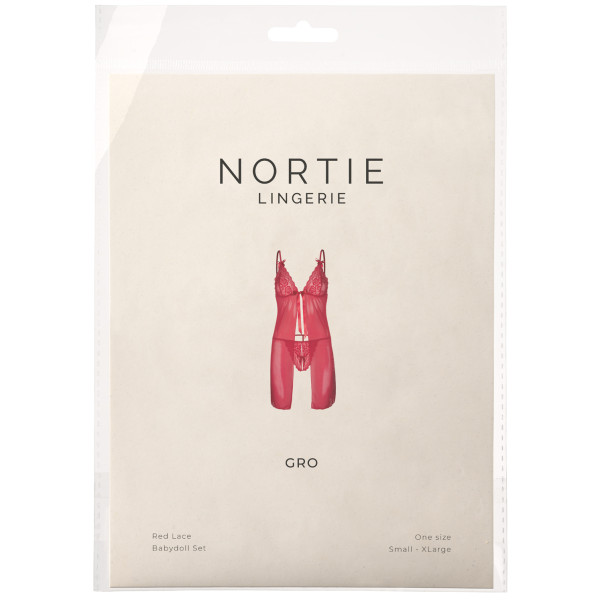 NORTIE Gro Rode Kanten Babydoll Set