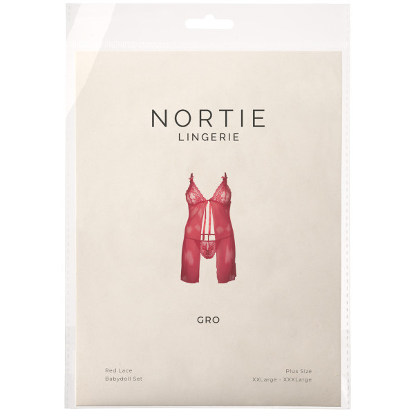 NORTIE Gro Rode Kanten Babydoll Set Plus Size
