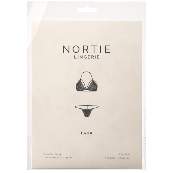 NORTIE Friia Black Triangel BH en Kruisloze  G-string Set Plus Size
