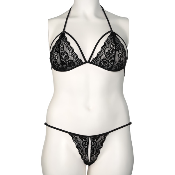 NORTIE Friia Black Triangel BH en Kruisloze  G-string Set Plus Size