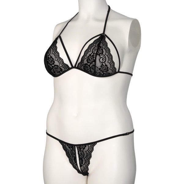 NORTIE Friia Black Triangel BH en Kruisloze  G-string Set Plus Size