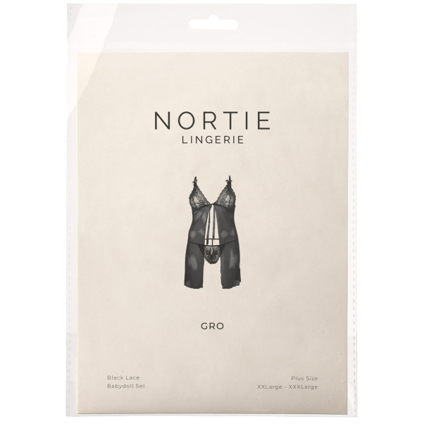 NORTIE Gro Black Kanten Babydoll Set Plus Size