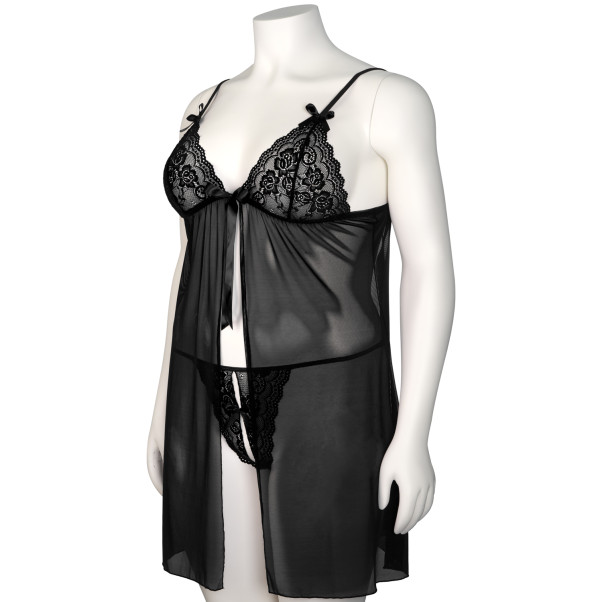 NORTIE Gro Black Kanten Babydoll Set Plus Size
