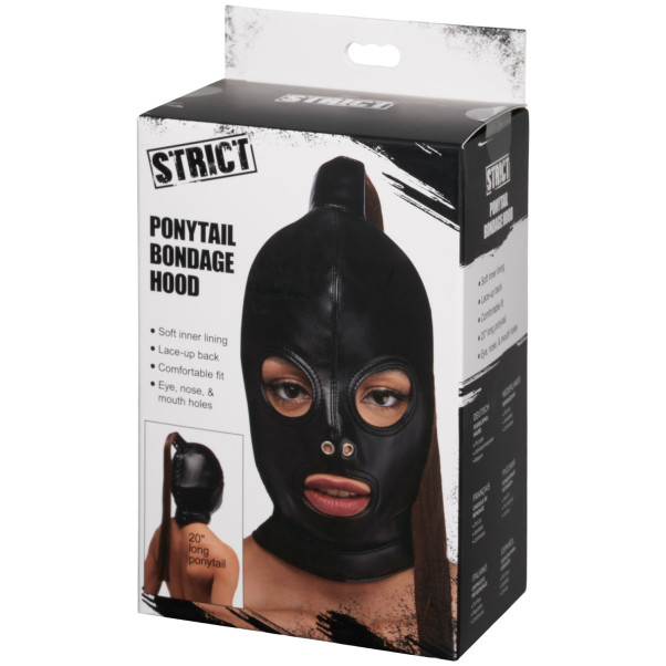 Strict PU-leren Bondage-kap met Paardenstaart
