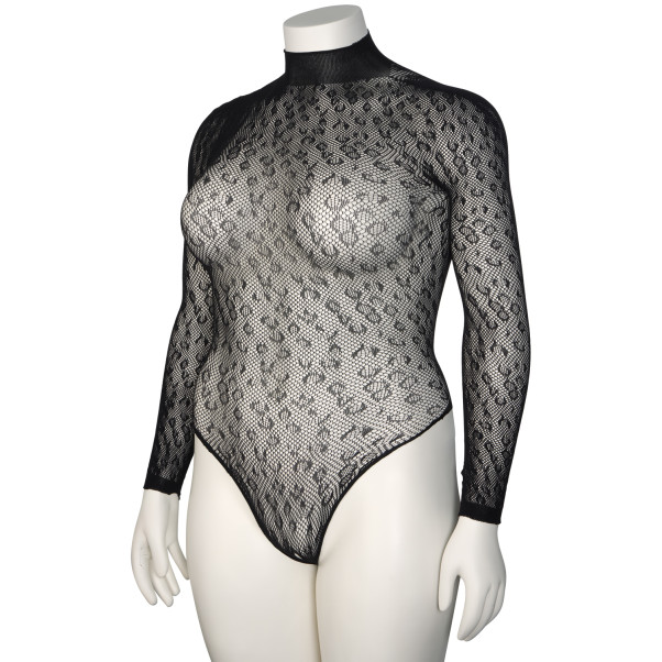 NORTIE Oda Black Leopard Kruisloze Bodystocking Plus Size