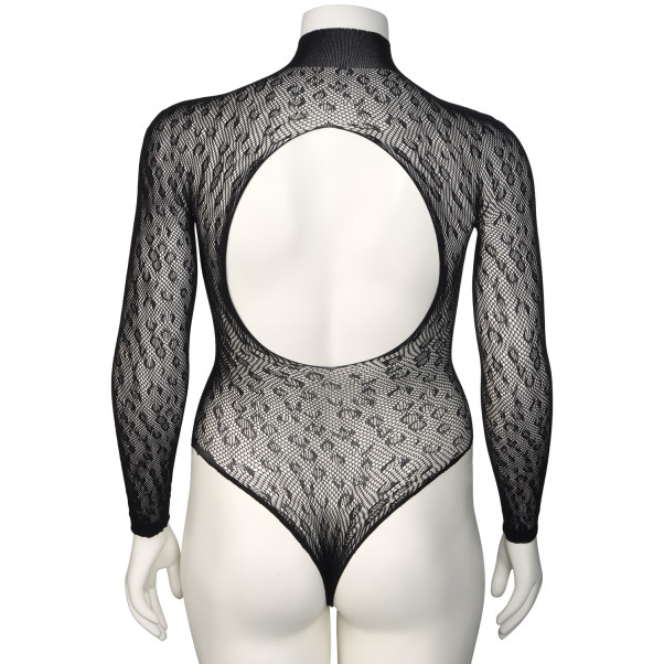 NORTIE Oda Black Leopard Kruisloze Bodystocking Plus Size