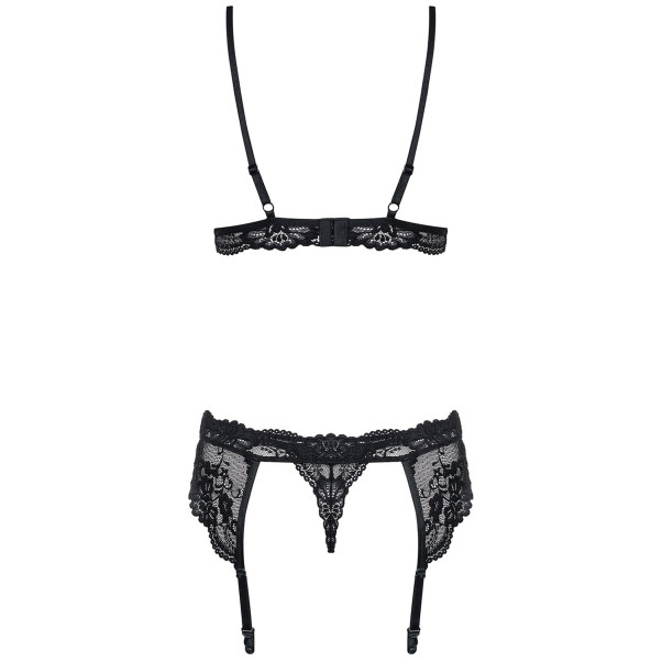 Obsessive Zwarte Kanten Jarretel Set