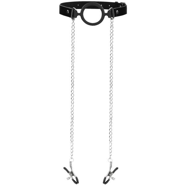 Ouch! O-ring Gag met Tepelklemmen