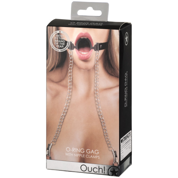 Ouch! O-ring Gag met Tepelklemmen