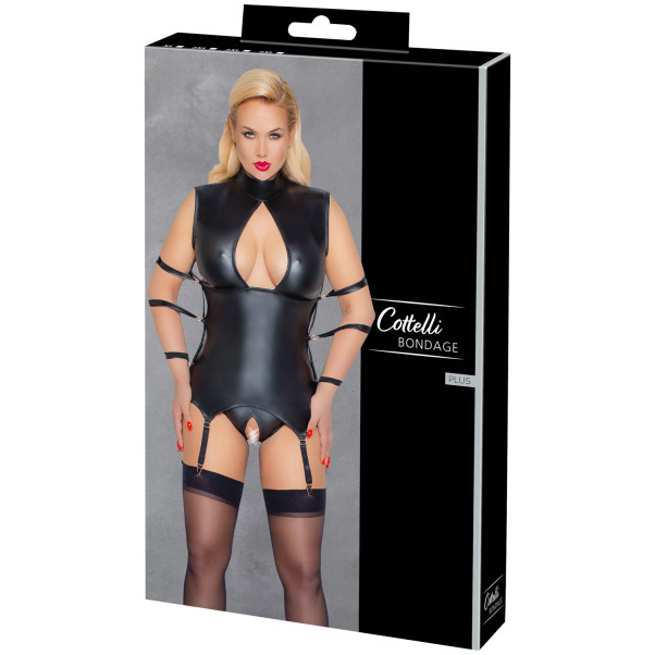 Cottelli Bondage Kruisloze Wetlook Basque Plus Size