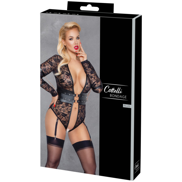 Cottelli Bondage Open Kruis Body met Lange Mouwen Plus Size