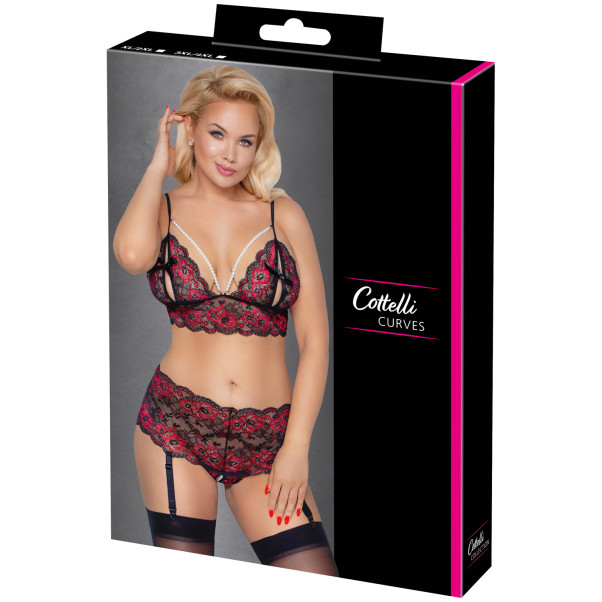 Cottelli Curve Kruisloos Rood Kanten Peek-a-Boo Bh Set Plus Size