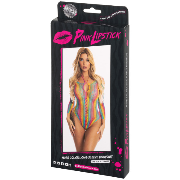 Pink Lipstick Multicolor Bodysuit met Lange Mouwen