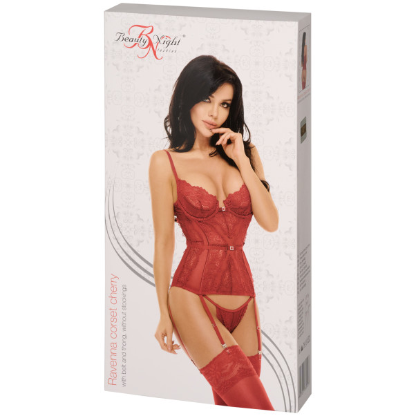 Beauty Night Ravenna Cherry Set met Korset en Jarretels