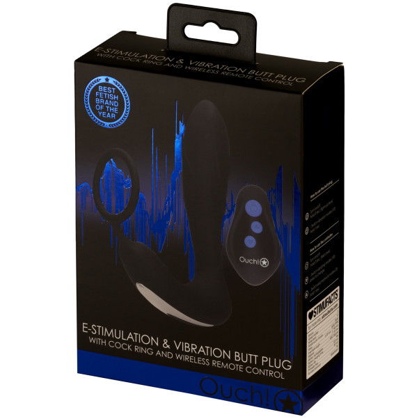 Ouch! Electro en Vibrerende Buttplug met Penisring