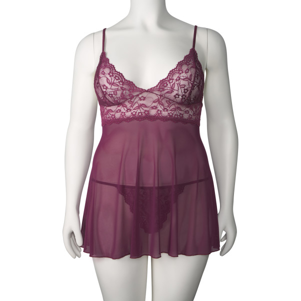 NORTIE Basil Bordeaux Babydoll Set Plus Size
