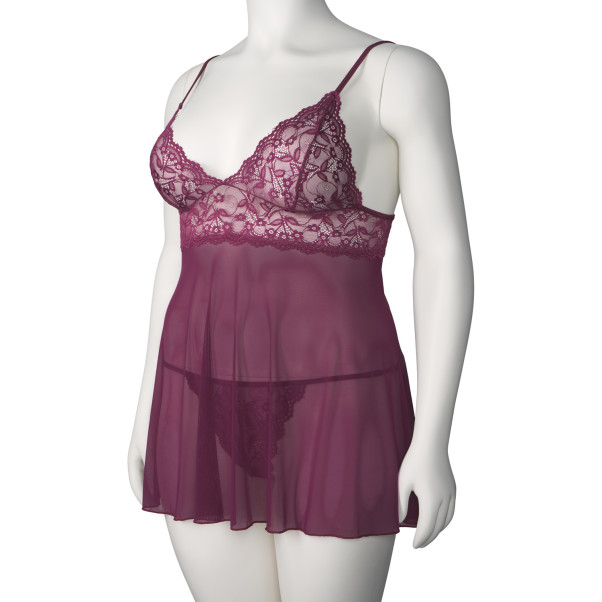 NORTIE Basil Bordeaux Babydoll Set Plus Size