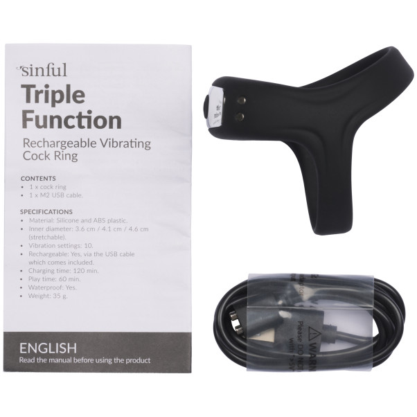 Sinful Triple Function Oplaadbare Vibrerende Cockring