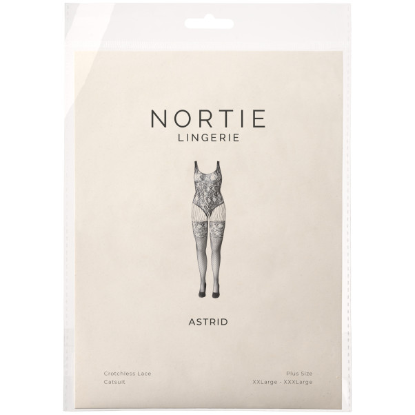 NORTIE Astrid Kanten Catsuit met Open Kruis Plus Size