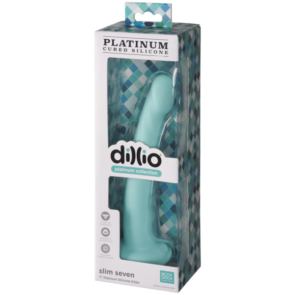 Dillio Platinum Slim Seven Teal Dildo met Zuignap 21 cm