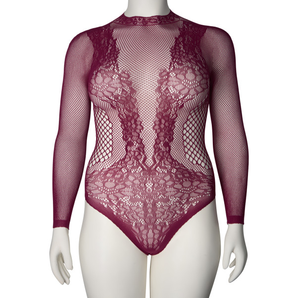 NORTIE Clover Bordeaux Kruisloze Bodystocking Plus Size