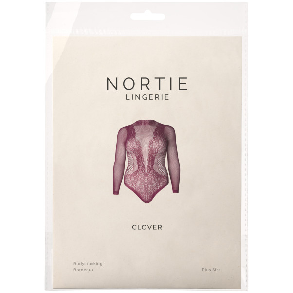 NORTIE Clover Bordeaux Kruisloze Bodystocking Plus Size